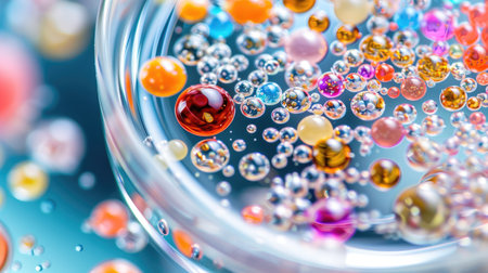 A close-up image showing a vibrant array of microbial cultures in a petri dish, representing diversity in microbiology.の素材