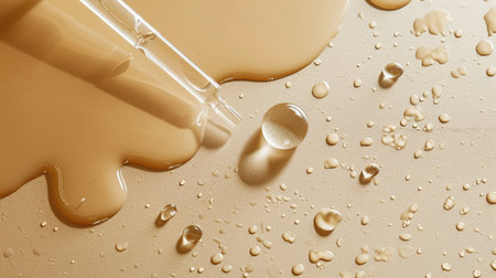 The image features a pipette dropper with clear liquid and bubbles, perfect for skincare or laboratory themes.の素材