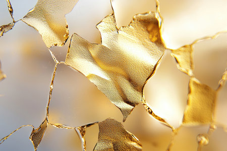 A luxurious abstract image featuring a golden foil texture with shiny metallic reflections, evoking elegance and opulence.の素材