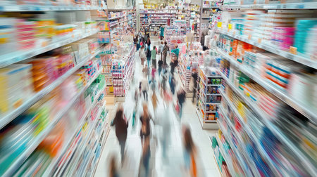Shoppers hustle through a mall, seeking deals on Black Friday.の素材