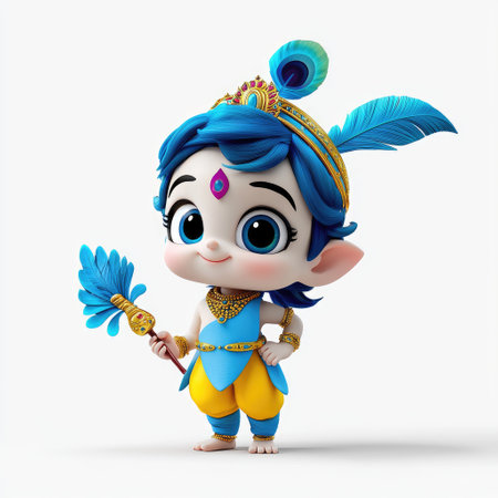 Adorable depiction of Baby Lord Krishna symbolizing divine innocence and charm.の素材