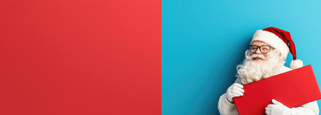 Santa Claus smiling joyfully, perfectly capturing the festive spirit and excitement of the holiday season.の素材