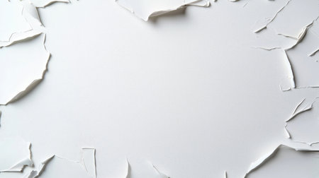 A minimalist white textured abstract background featuring detailed crumpled and creased paper textures in an artistic composition.の素材