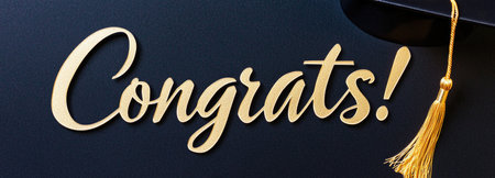 Minimalist elegant background featuring stylish Congrats and black graduation cap. A.I.の素材
