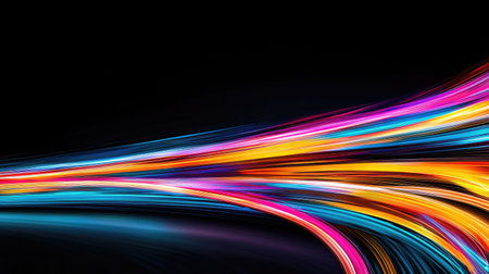 A futuristic high-speed motion composition featuring dynamic light trails in a vibrant and energetic abstract design.の素材
