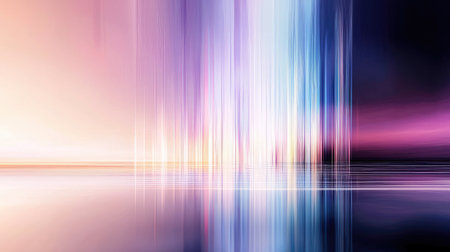 Modern digital glitch artwork with horizontal colorful lines illustrating big data processing.の素材