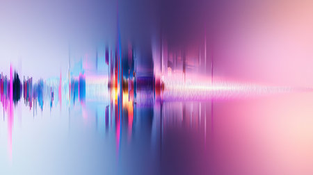 Symmetrical glitch artwork reflecting vivid colors, emphasizing the visualization of big data.の素材