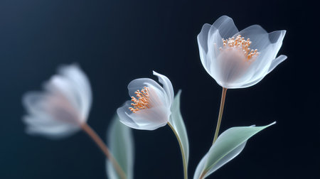 Soft neutral-background digital illustration of transparent pink flower buds, ideal for spring, wedding, and feminine decor.の素材