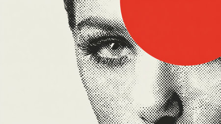 Portrait of a woman's face created using classic halftone dot printing technique. A.I.の素材