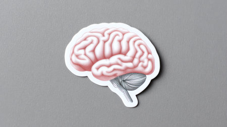 A soft pink brain sticker illustration representing feminine mental health awareness and psychological wellbeing concepts.の素材