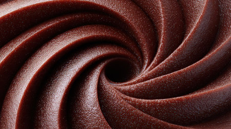 A mesmerizing spiral of rich dark chocolate with a glossy, textured surface creating an elegant swirling pattern.の素材