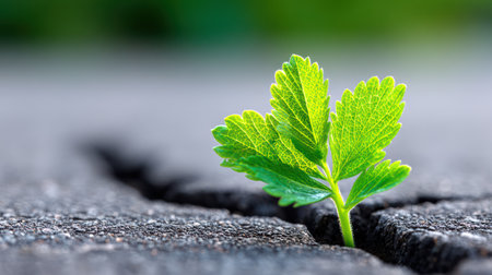 A Small Sapling Emerges Through Asphalt. A.I.の素材