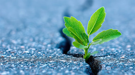 A Small Sapling Emerges Through Asphalt. A.I.の素材