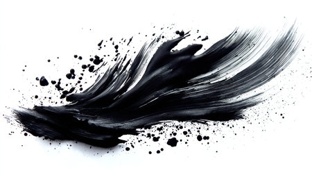 Chinese Style Black Brush Stroke Isolated on Clean White Background. A.I.の素材