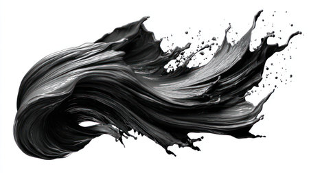 Chinese Style Black Brush Stroke Isolated on Clean White Background. A.I.の素材