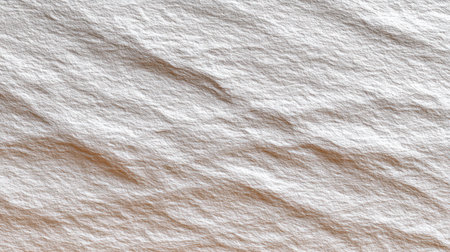 A minimalist white crumpled paper surface displays organic wrinkles and gentle shadows creating a subtle textured background.の素材