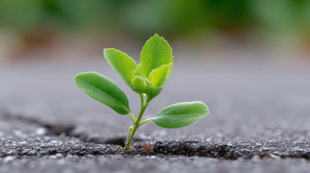 A Small Sapling Emerges Through Asphalt. A.I.の素材