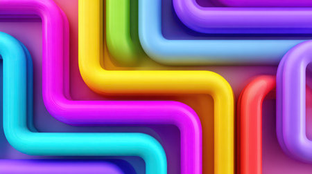 Smooth rainbow gradient curved lines creating flowing pattern with soft transitions in vibrant abstract modern digital artwork.の素材
