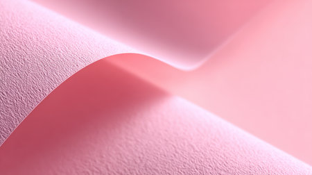A close-up, abstract image of textured pastel pink paper folded into soft, flowing curves with gentle light and shadow play. This minimal, feminine background is perfect for beauty, fashion, stationery, or any design needing a soft, romantic, and modern aesthetic.の素材