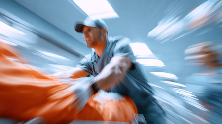 Emergency Room Team in Action Rushing Patient to Care. A.I.の素材