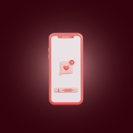 valentine bubble chat with smartphone 3d Illustrationの写真素材