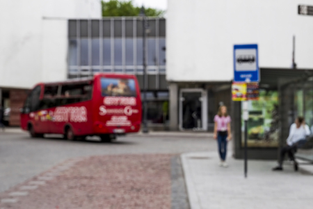 Blurred unfocused city view at day time. The photo is purposely made out of focus.の写真素材