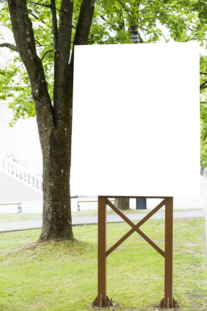 Mock up. Blank billboard with copy space for text message or content public information board in the city parkの写真素材