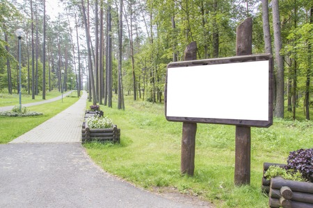 Mock up for design and advertising. Horizontal blank billboard in the parkの写真素材