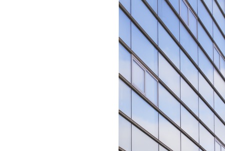 Mock up. Blank billboard on modern office building made from glass and steel.