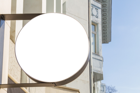 Signboard. Mock up. Round shapeの写真素材