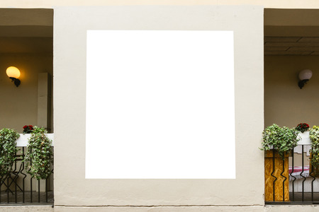 Mock up. Blank billboard, poster frame, advertising on the the wall.の写真素材