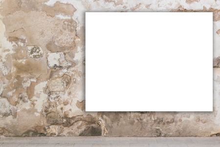 Mock up. Blank billboard, advertising, public information board on old grunge wall in the cityの写真素材