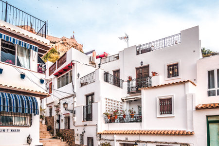 Alicante, Spain, December 31, 2017: Beautiful old street in Alicante city, Costa Blanca, Spain