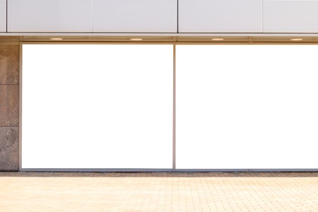 Blank mock up of store street showcase window outdoorsの写真素材