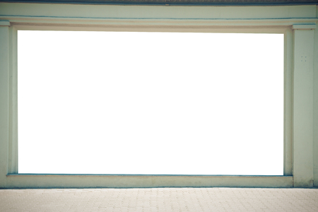 Mock up. Big blank billboard outdoors, outdoor advertising signboard, public information board on the wall.の写真素材