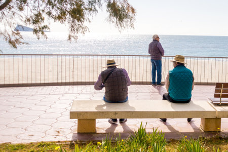 Benidorm, Spain - January 29, 2018: People enjoying holiday in Benidorm, Spain.のeditorial素材