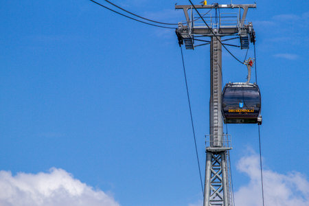 Druskininkai, Lithuania, July 26, 2018. Cable car one of most popular attraction in Druskininkaiのeditorial素材