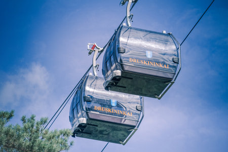 Druskininkai, Lithuania, July 26, 2018. Cable car one of most popular attraction in Druskininkai