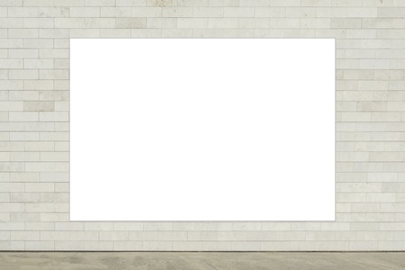 Mock up. Blank vertical billboard, poster frame, advertising on the the wall.