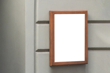 Mock up. Blank signboard, outdoor advertising, information board on the wallの写真素材