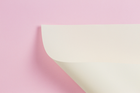 Abstract geometric shape pastel pink and yellow color paper composition backgroundの写真素材