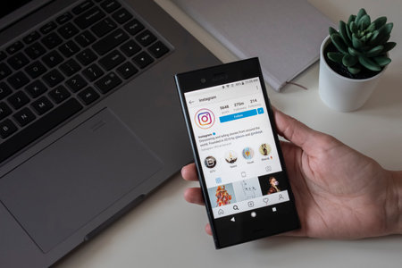 Vilnius, Lithuania - January 15, 2019: Smartphone with Instagram application on the screen....