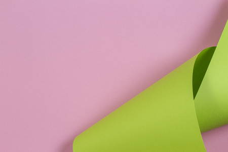Abstract colorful background. Pastel pink and green color paper in geometric shapesの写真素材
