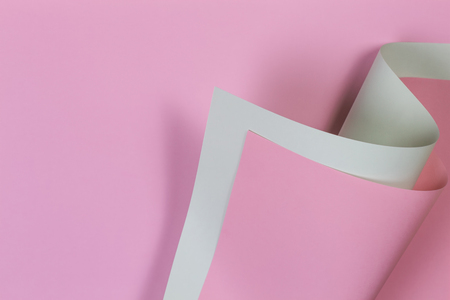 Abstract geometric shape pastel pink and green color paper backgroundの写真素材