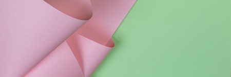 Abstract geometric shape pastel pink and green color paper background