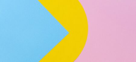 Texture background of fashion papers in memphis geometry style. Yellow, light blue and pastel pink colorsの写真素材