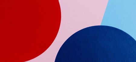 Texture background of fashion papers in memphis geometry style. Blue, light blue, red and pastel...