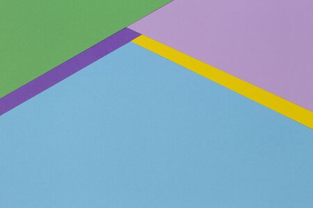 Abstract geometric paper banner background with trendy light blue, yellow, pink, purple color paper...