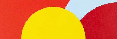 Texture background of fashion papers in geometry style. Yellow, light blue, red colorsの写真素材