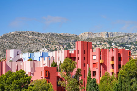 Calp, Spain, 17 June, 2019: La Muralla Roja building, Red Wall building in Calp, Spainのeditorial素材